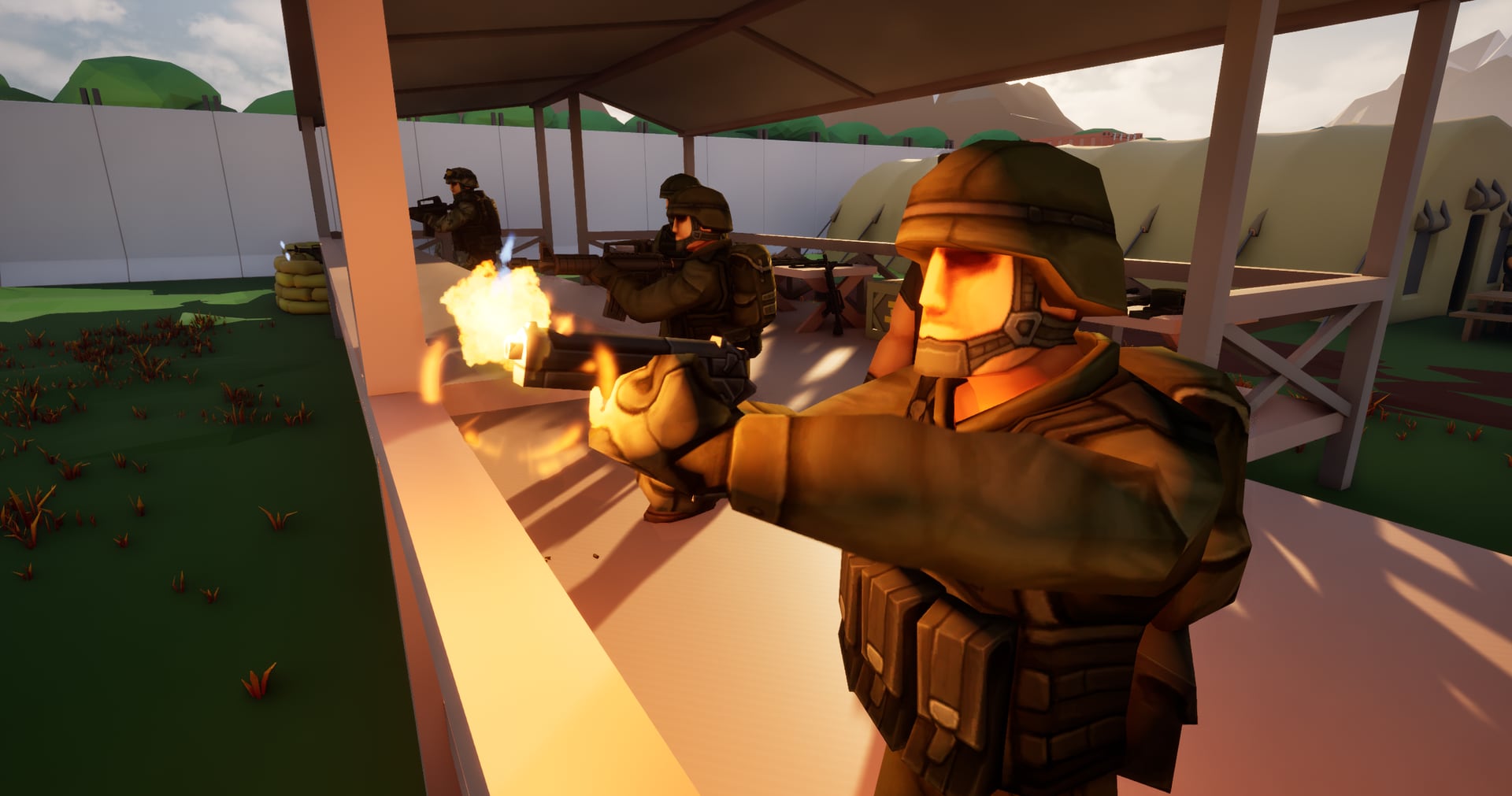 Pistol practice on the Fort Crossroads shooting range